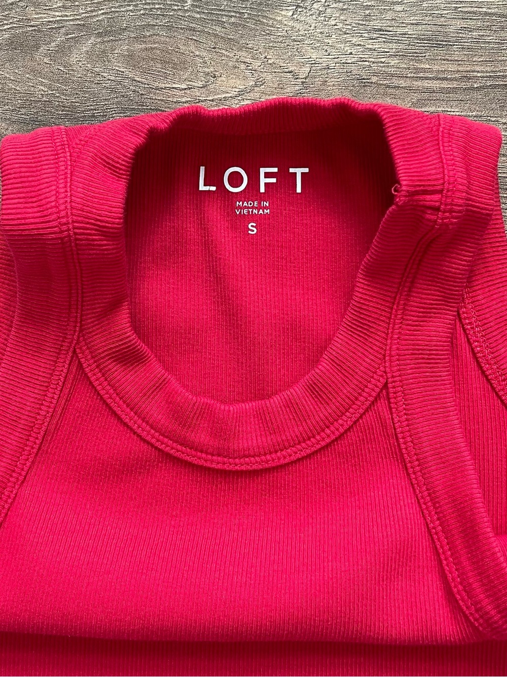 LOFT Bright Red Ribbed Tank - Picture 2 of 4